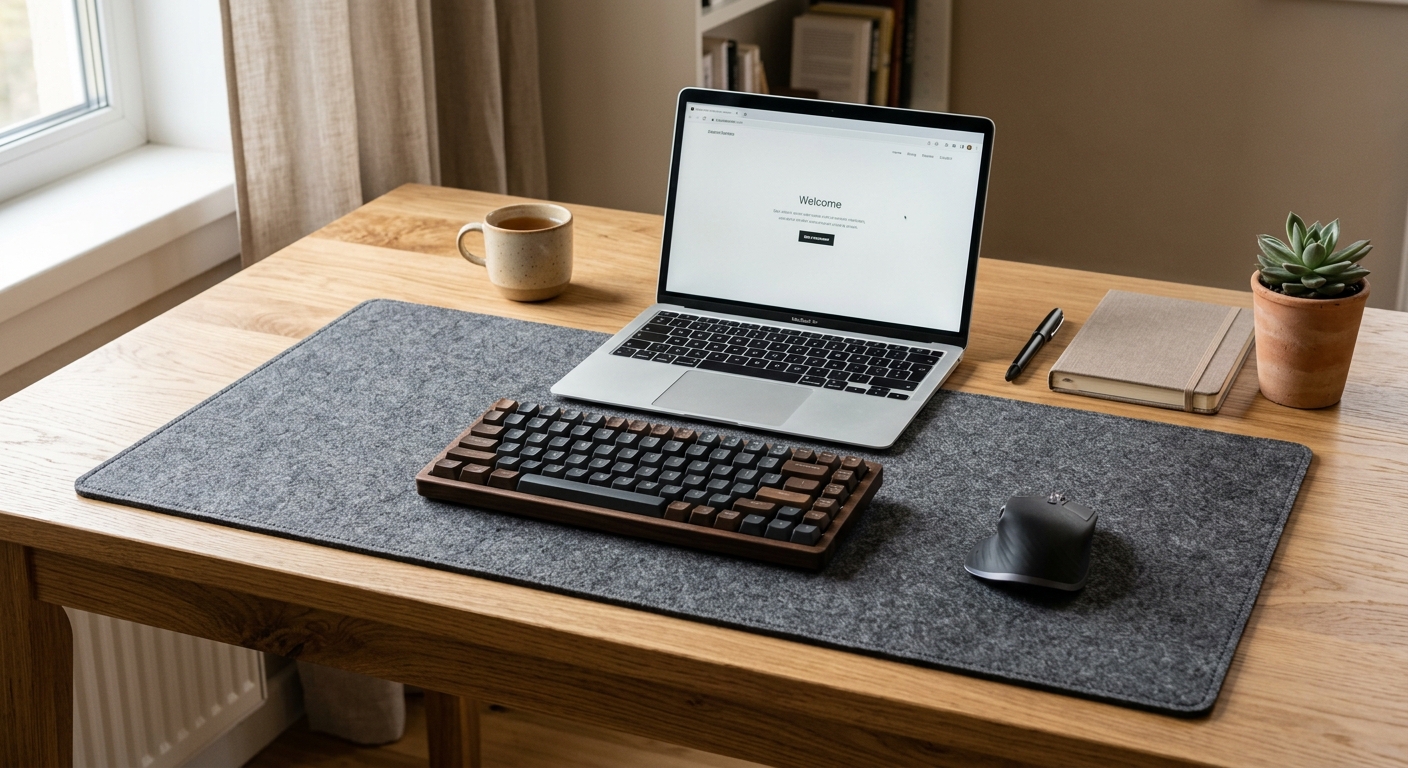 Tapete de escritorio Nexo sobre una mesa de trabajo